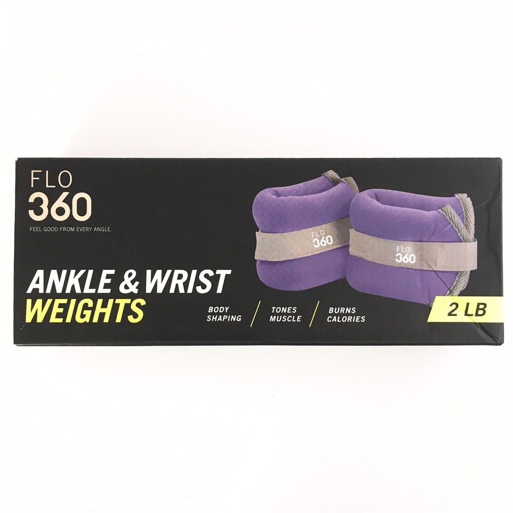 Flo 360 Ankle Wrist Weights 2 lb Set Purple 1 Lb each Toning Wraps NEW